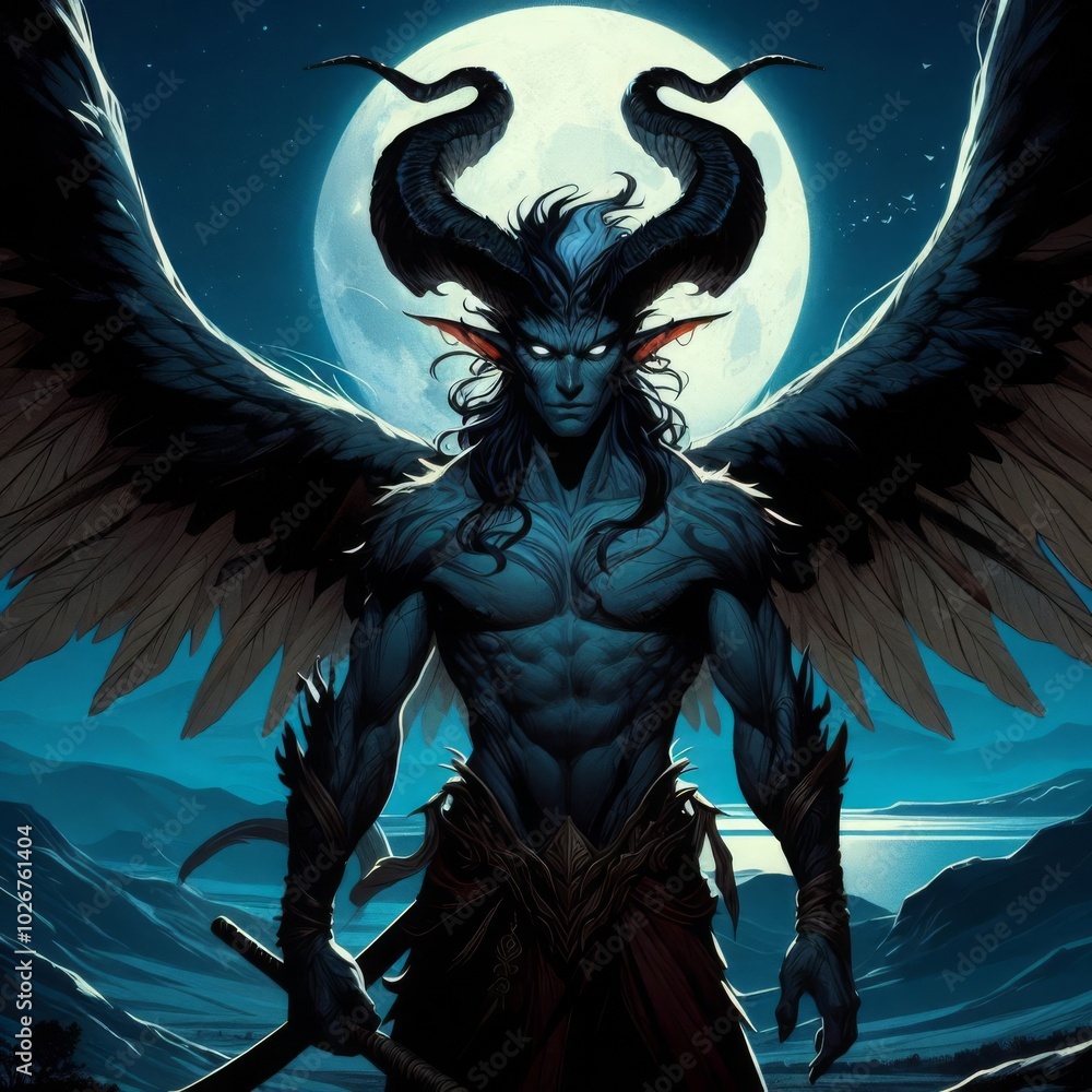 Obraz premium Dark Entity Controlling the Full Moon