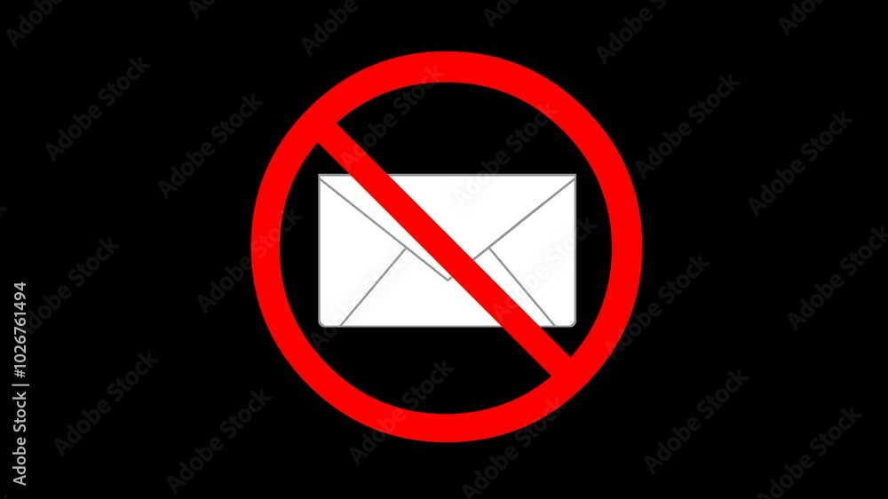 video animation about letter and prohibited symbol in concept of spam email icon, on a transparent background with alpha channel set to zero video animation about letter and prohibited symbol in concept of spam email icon, on a transparent background with alpha channel set to zero