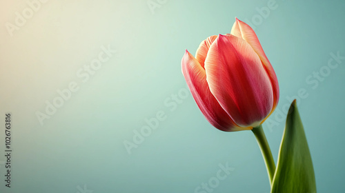 Single tulip on a simple background