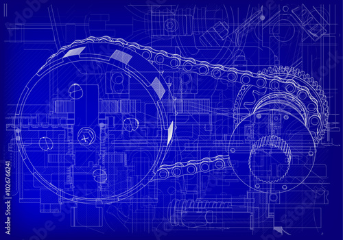 Clutch and other parts on a blue background.