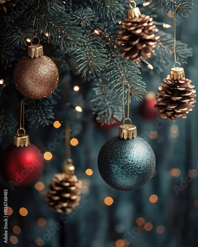 Bolas del árbol de Navidad, concepto de decoración.