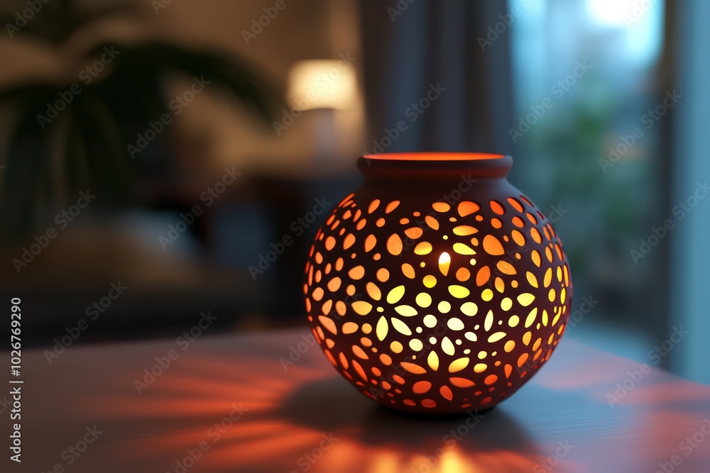 Diya lamp, glowing with warm light, 3D illustration Diya lamp, glowing with warm light, 3D illustration
