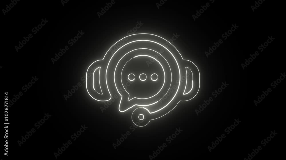 glowing neon customer service icon isolated on black background. HD video motion graphic animation glowing neon customer service icon isolated on black background. HD video motion graphic animation