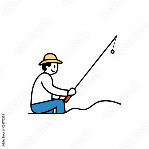 fisherman with fishing rod and reel