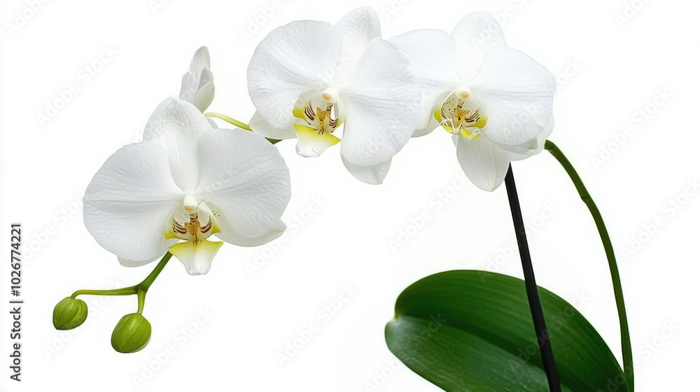 Obraz premium Elegant White Orchid Blooms on Minimalistic Background
