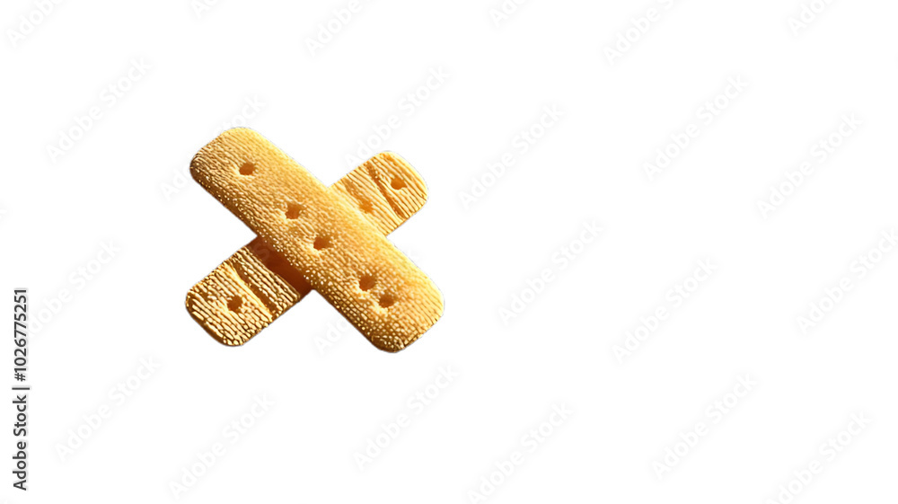 Crossed Bandages: A close-up shot of two yellow bandages crossed over each other, symbolizing healing and protection. Crossed Bandages: A close-up shot of two yellow bandages crossed over each other, symbolizing healing and protection.