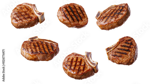 Wallpaper Mural Grilled Pork Chop Steaks Soaring in the Air During Dinner Preparation Generative AI Torontodigital.ca