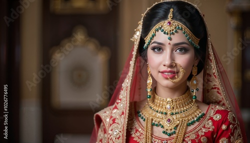  Young Indian Bride in bridal wear and jewelry
