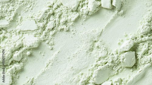 a close-up, top-down view of dried lime powder, featuring a pale green hue and fine, powdery surface photo