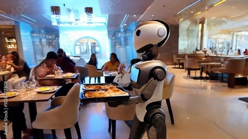 Robot serving Food in the restaurant