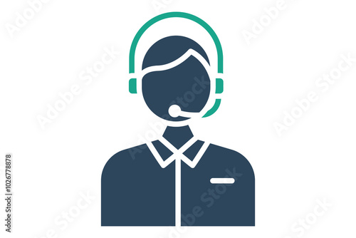 Assistance icon. solid icon style. person with headphone. icon related to reception. hotel elements vector illustration