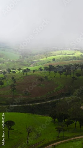 Top view of agricultural land and pastures in the mountain province. Farms in Sri Lanka. photo