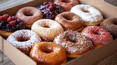 Wallpaper Mural A box of artisanal donuts, each with unique flavors like chai, matcha, and berry compote. Torontodigital.ca