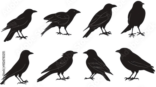 bird silhouettes collection isolated on transparent background for avian themes photo