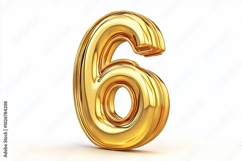 3d gold number 6 isolated on white background 3d gold number 6 isolated on white background