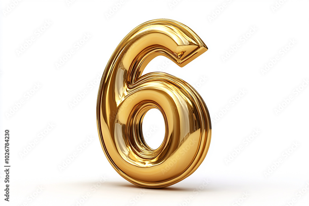 3d gold number 6 isolated on white background 3d gold number 6 isolated on white background