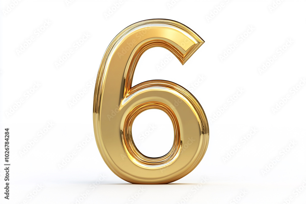 3d gold number 6 isolated on white background 3d gold number 6 isolated on white background