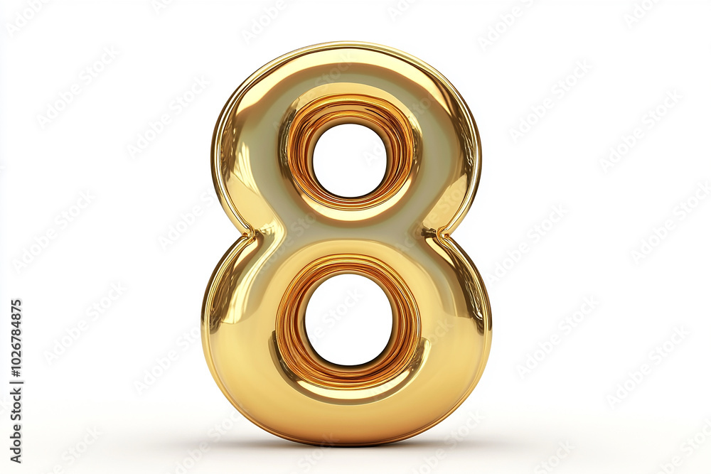 3d gold number 8 isolated on white background 3d gold number 8 isolated on white background