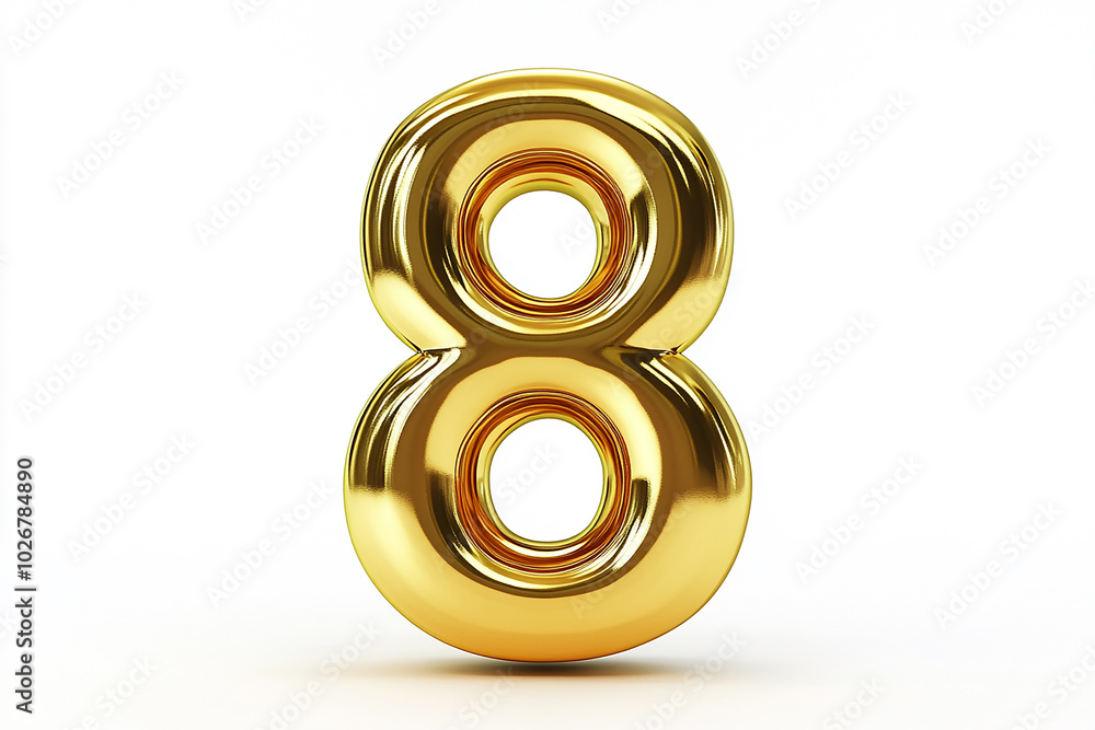 3d gold number 8 isolated on white background 3d gold number 8 isolated on white background