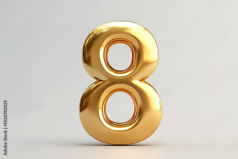 3d gold number 8 isolated on white background 3d gold number 8 isolated on white background