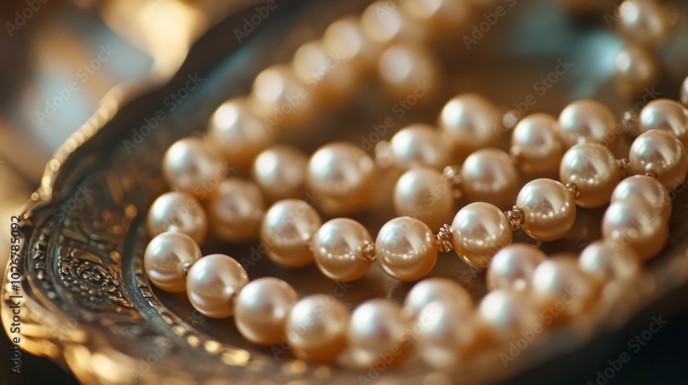 A close-up of multiple pearls in various sizes, arranged artistically on a jewelry tray. A close-up of multiple pearls in various sizes, arranged artistically on a jewelry tray.