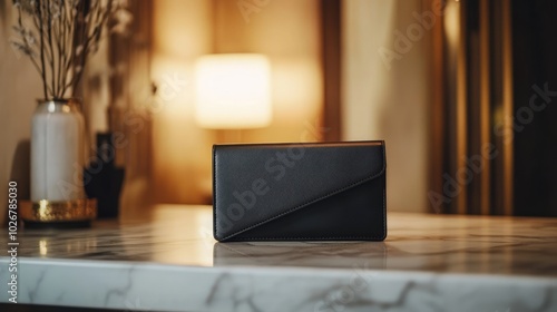 Wallpaper Mural Elegant Black Wallet on Marble Table with Soft Lighting Torontodigital.ca