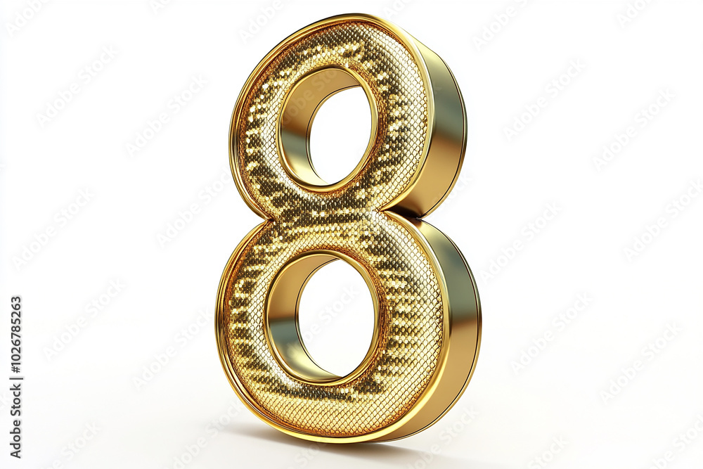 3d gold number 8 isolated on white background 3d gold number 8 isolated on white background