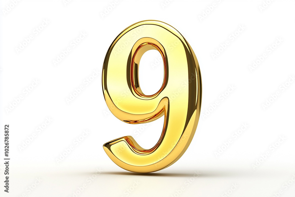 3d gold number 9 isolated on white background 3d gold number 9 isolated on white background