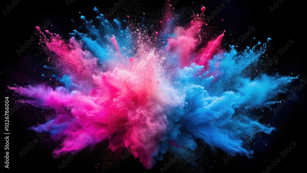 Explosion of pink and blue powder freeze motion abstract , dust, powder, explosion, freeze motion, colorful, pink, blue Explosion of pink and blue powder freeze motion abstract , dust, powder, explosion, freeze motion, colorful, pink, blue