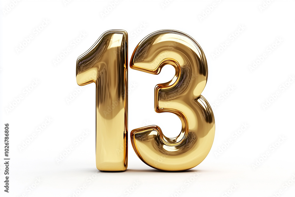 3d gold number 13 isolated on white background 3d gold number 13 isolated on white background