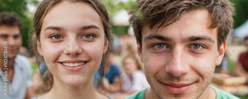 teenager girl and boy at ga...