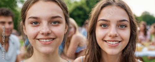 two teenage girls at garden...