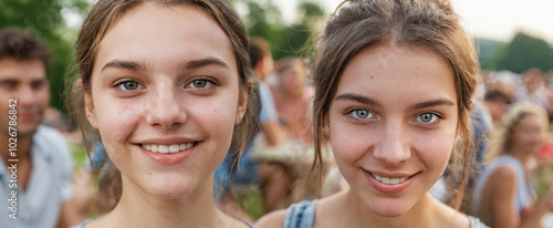two girls at a summer garde...