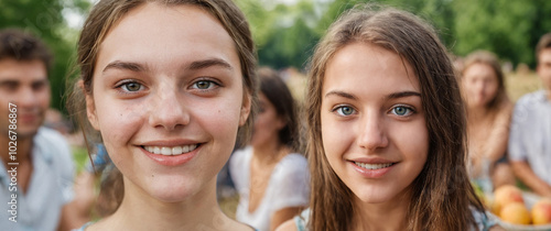 two girls at a summer garde...