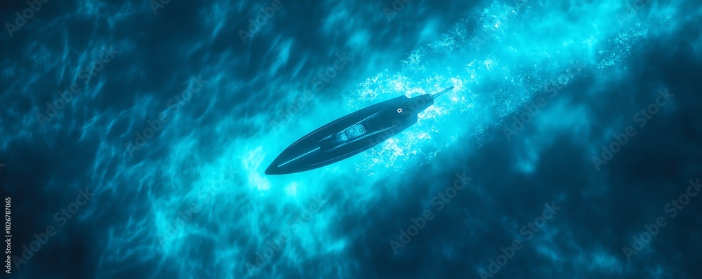 Submarine in deep blue water Submarine in deep blue water