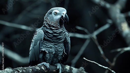 It is widely accepted that grey parrots are extremely intelligent and can speak like humans photo