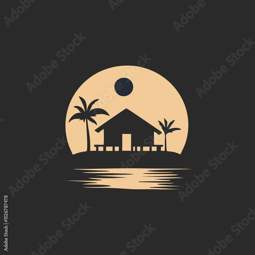 simple beach house design logo