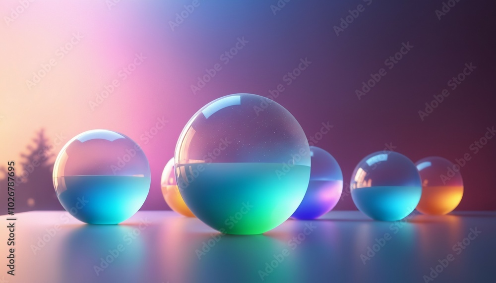 Frosted Glass Orbs with Neon Flares Frosted Glass Orbs with Neon Flares