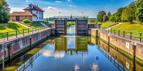 Lock gate in Gota canal at Borensberg Osterle background wallpaper, Sweden, Borensberg, Gota canal, lock gate photo