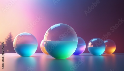 Frosted Glass Orbs with Neon Flares