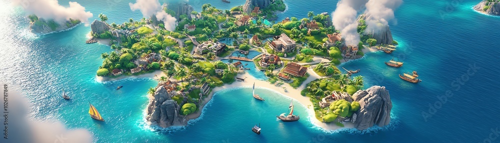 Aerial view of tropical island Aerial view of tropical island