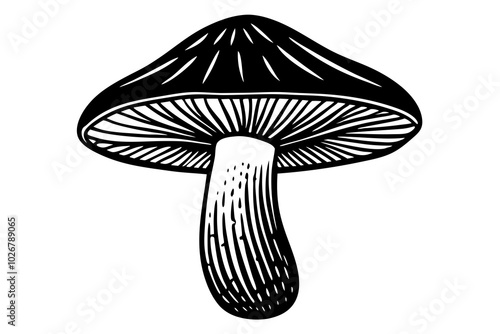 A mushroom vintage woodcut illustration in a vintage style