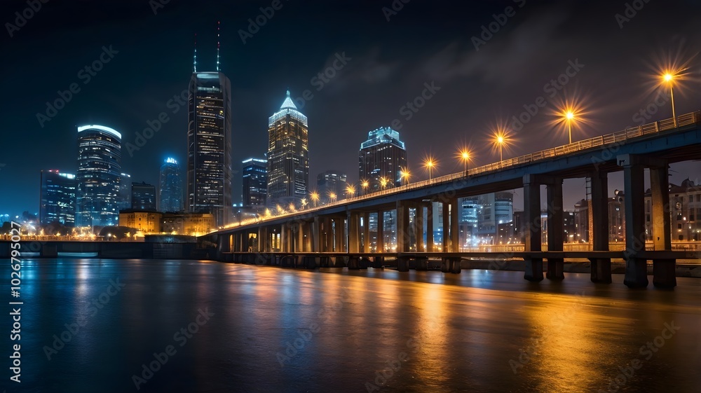 Fototapeta premium city bridge at night
