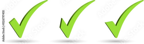 3d Check marks icon. Multiple different check icon illustrations.