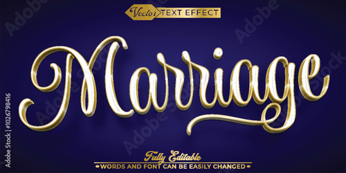 Luxury Elegant Blue Marriage Vector Editable Text Effect Template