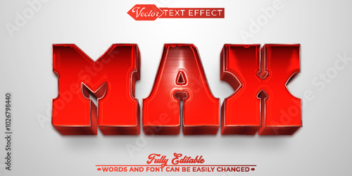 Red and White Max Vector Editable Text Effect Template