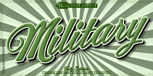 Old School Vintage Military Vector Editable Text Effect Template