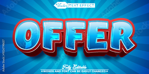 Cartoon Blue  Offer Vector Editable Text Effect Template