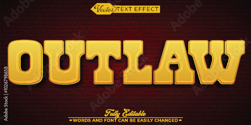 Wooden Western Cowboy Outlaw Vector Editable Text Effect Template