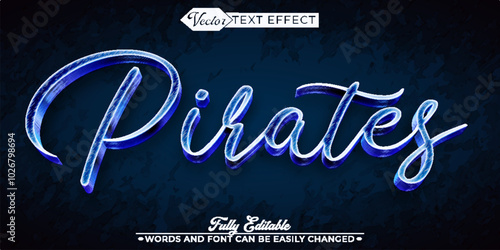 Фотография Blue Pirate Vector Editable Text Effect Template
